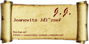 Joanovits József névjegykártya